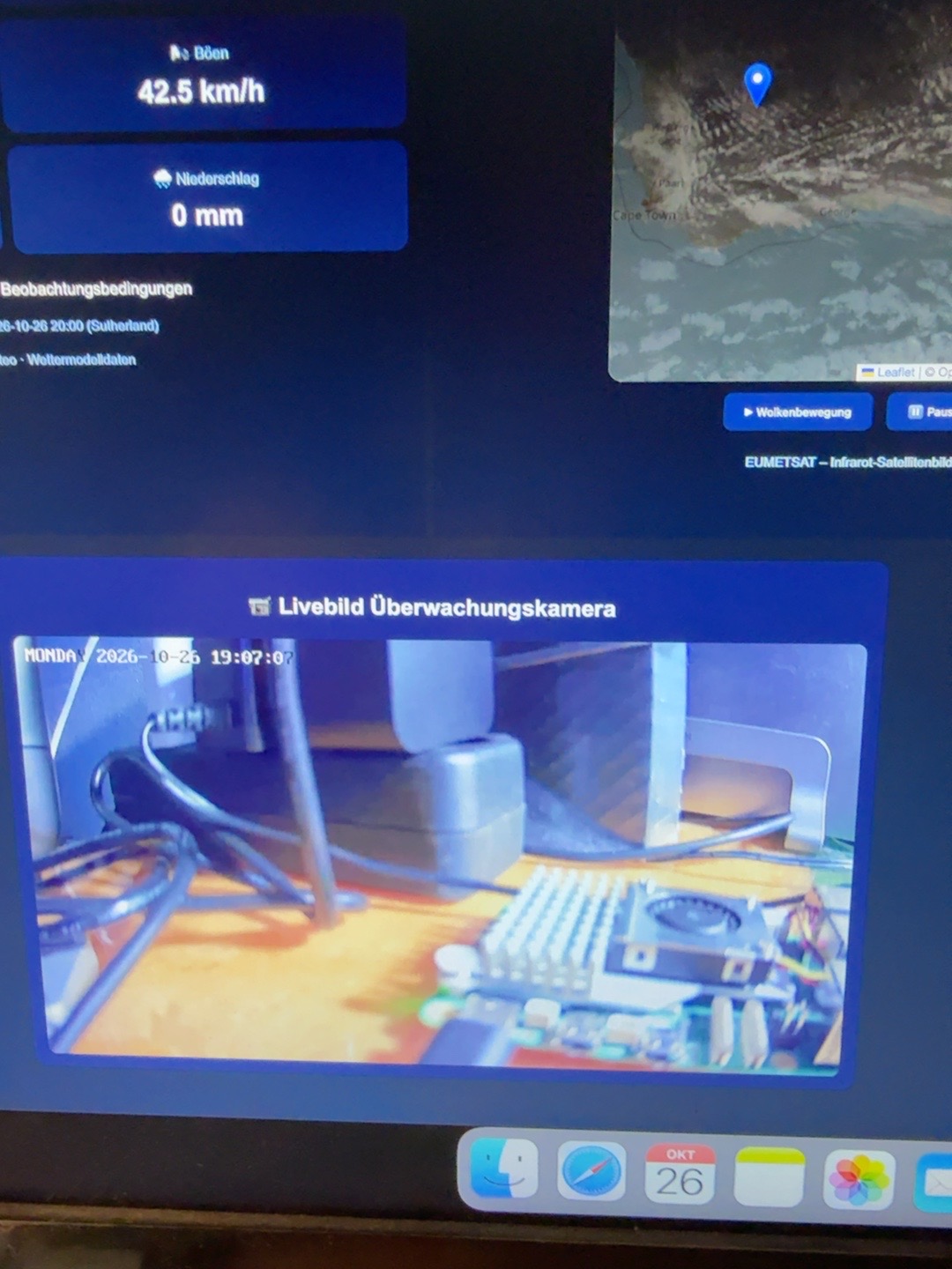 Erstes Kamerabild im ZuluAlpha-Projekt-Dashboard